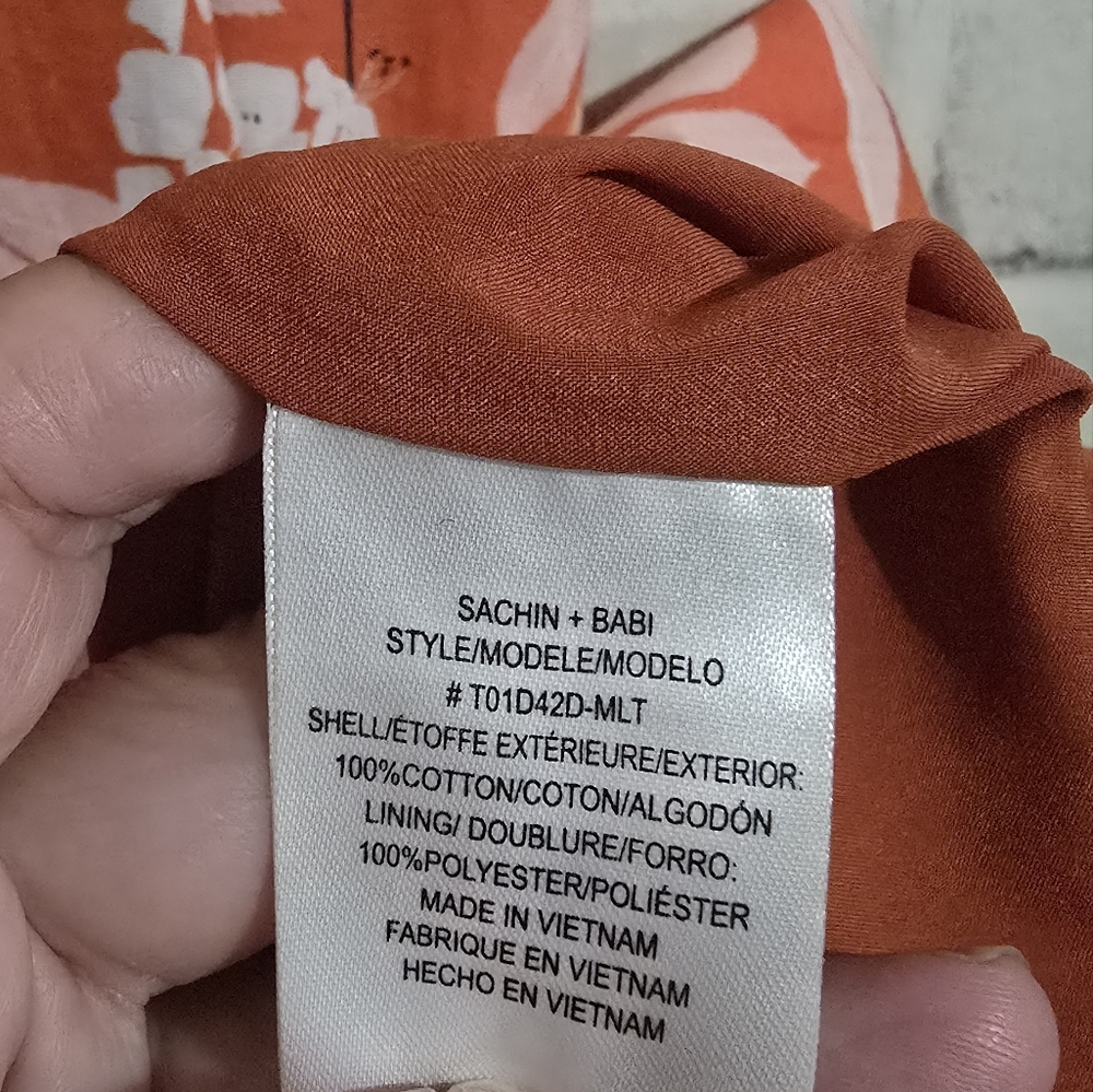 EUC Sachin & Babi X Dillards Dany Floral Tiered Midi Dress Orange Floral Size 6 - Picture 8 of 8